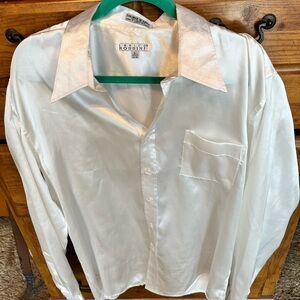 Men's Classic White Shiny Dress Shirt w/ matching tie